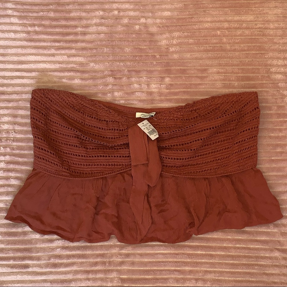 American Eagle Crochet Tie Front Tube Top